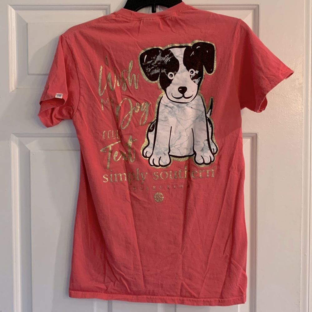 Simply Southern Collection, Wish My Dog Could Text, Cotton Graphic Tee, Small